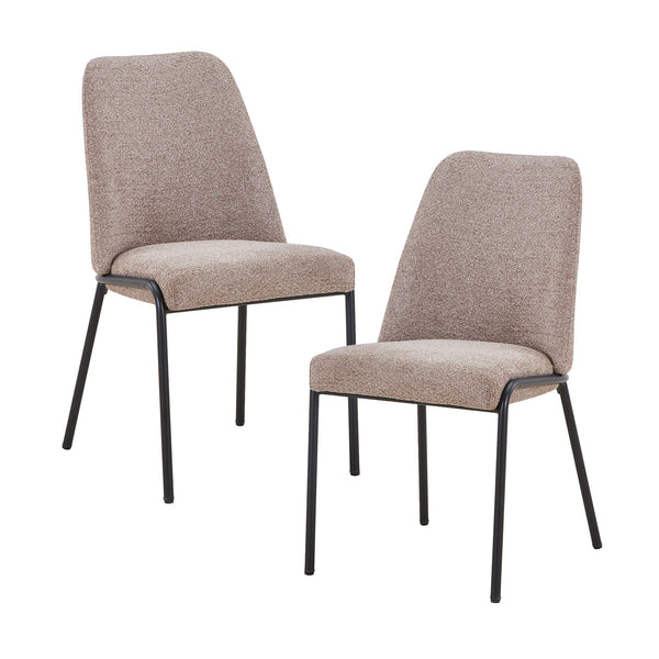 JADHA Lot de 2 chaises en tissu bouclette taupe pieds en métal noir