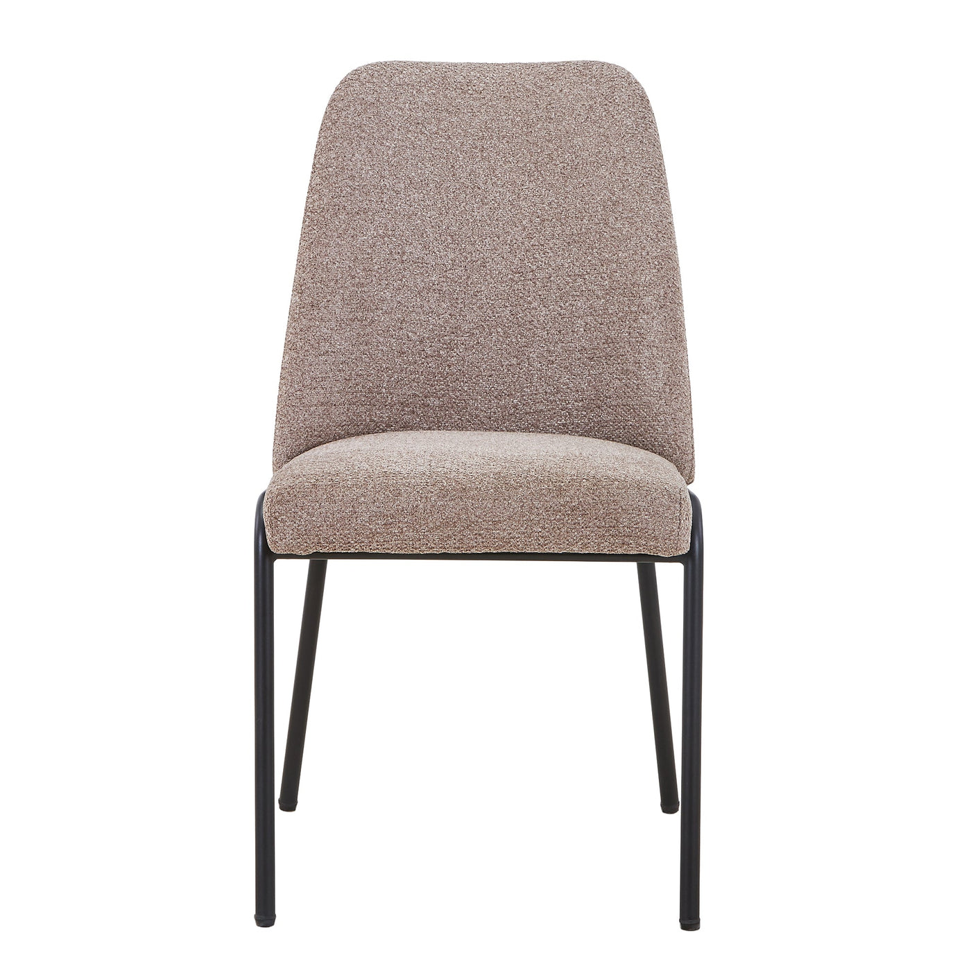 JADHA Lot de 2 chaises en tissu bouclette taupe pieds en métal noir - Chaise de repas - Mobilier Deco