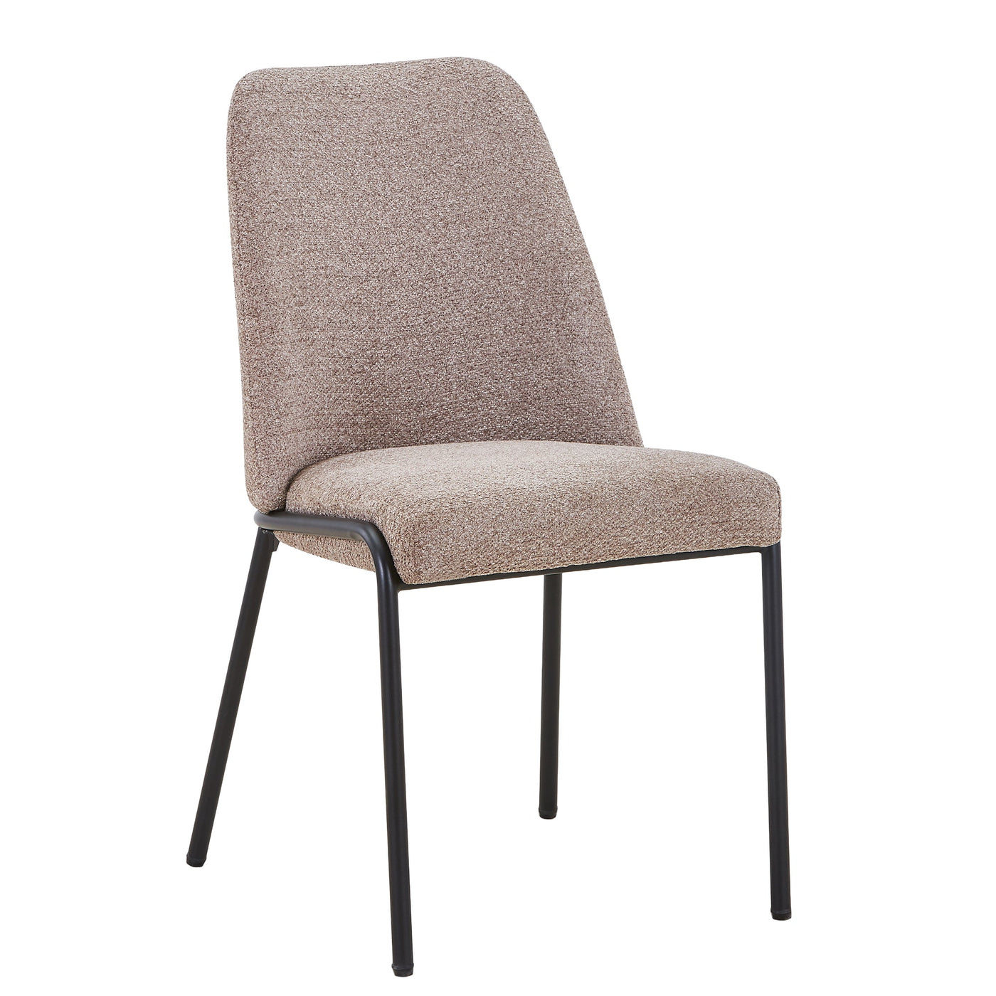 JADHA Lot de 2 chaises en tissu bouclette taupe pieds en métal noir - Chaise de repas - Mobilier Deco