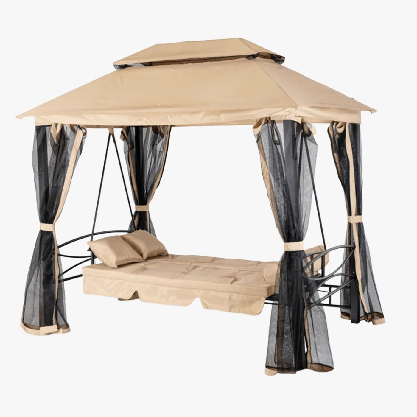 JAMES Balançoire de jardin beige et noir - Mobilier de jardin - Mobilier Deco