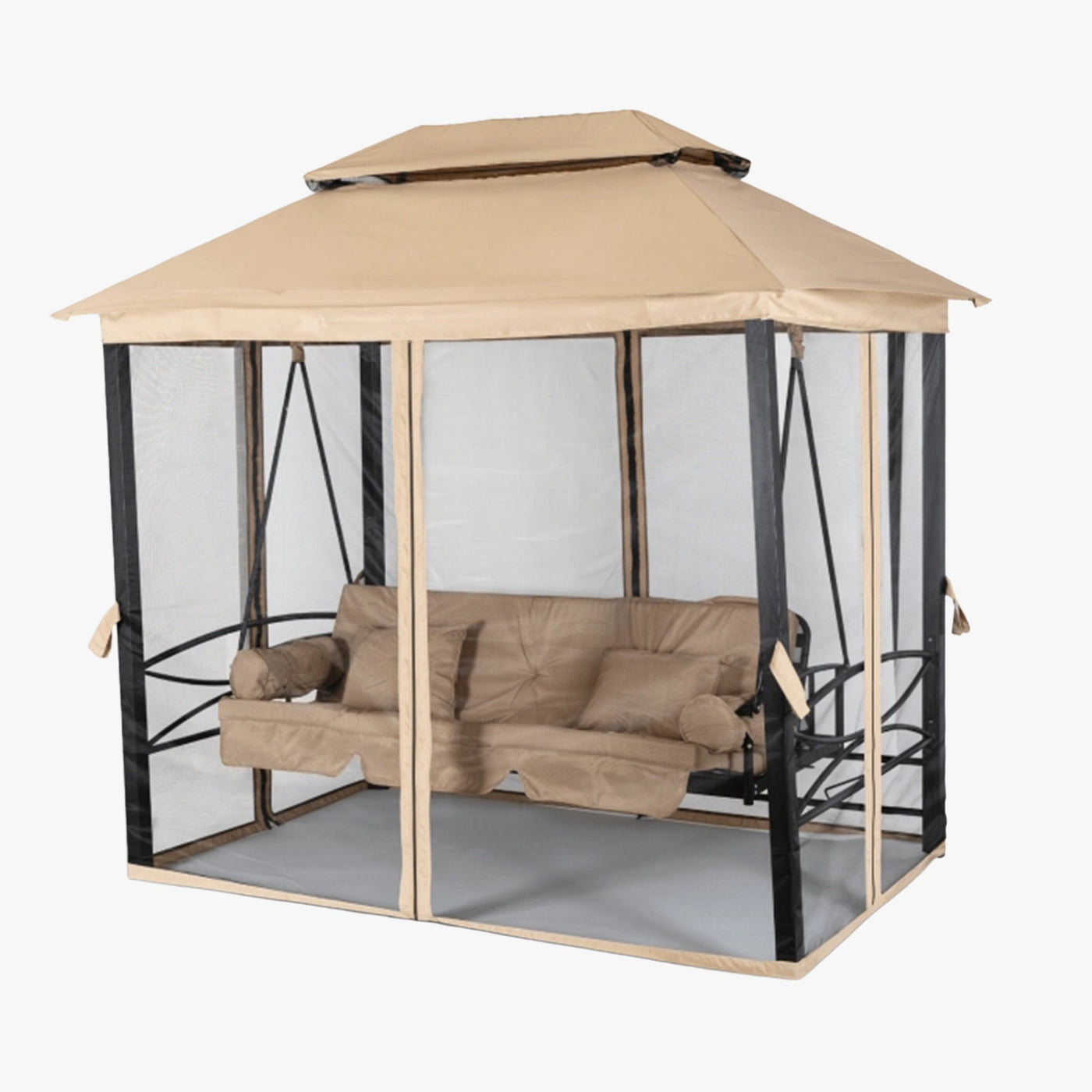 JAMES Balançoire de jardin beige et noir - Mobilier de jardin - Mobilier Deco