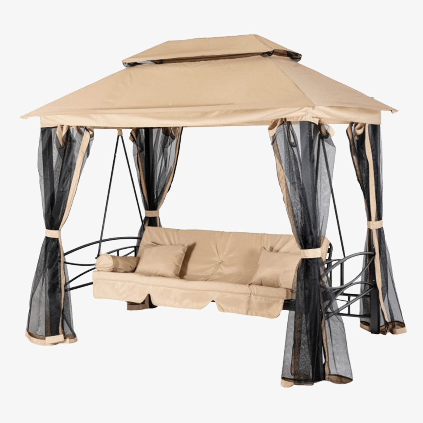 JAMES Balançoire de jardin beige et noir - Mobilier de jardin - Mobilier Deco