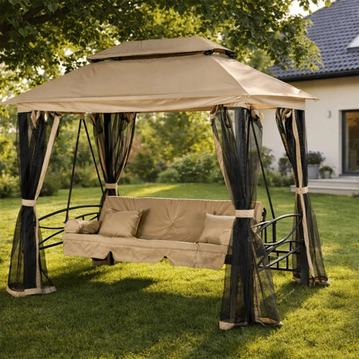 JAMES Balançoire de jardin beige et noir – Mobilier de jardin Mobilier Deco