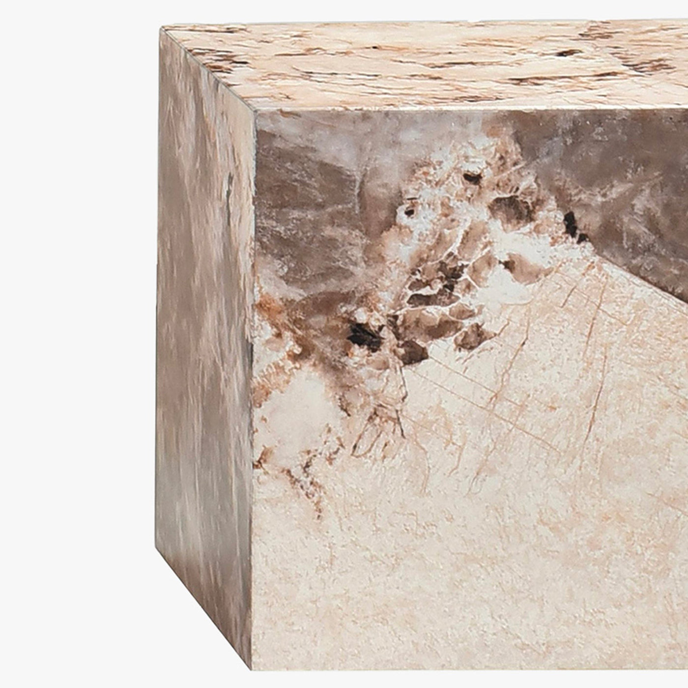 JASMIA Table basse carré marbre d'ingénierie beige et marron - Table basse - Mobilier Deco