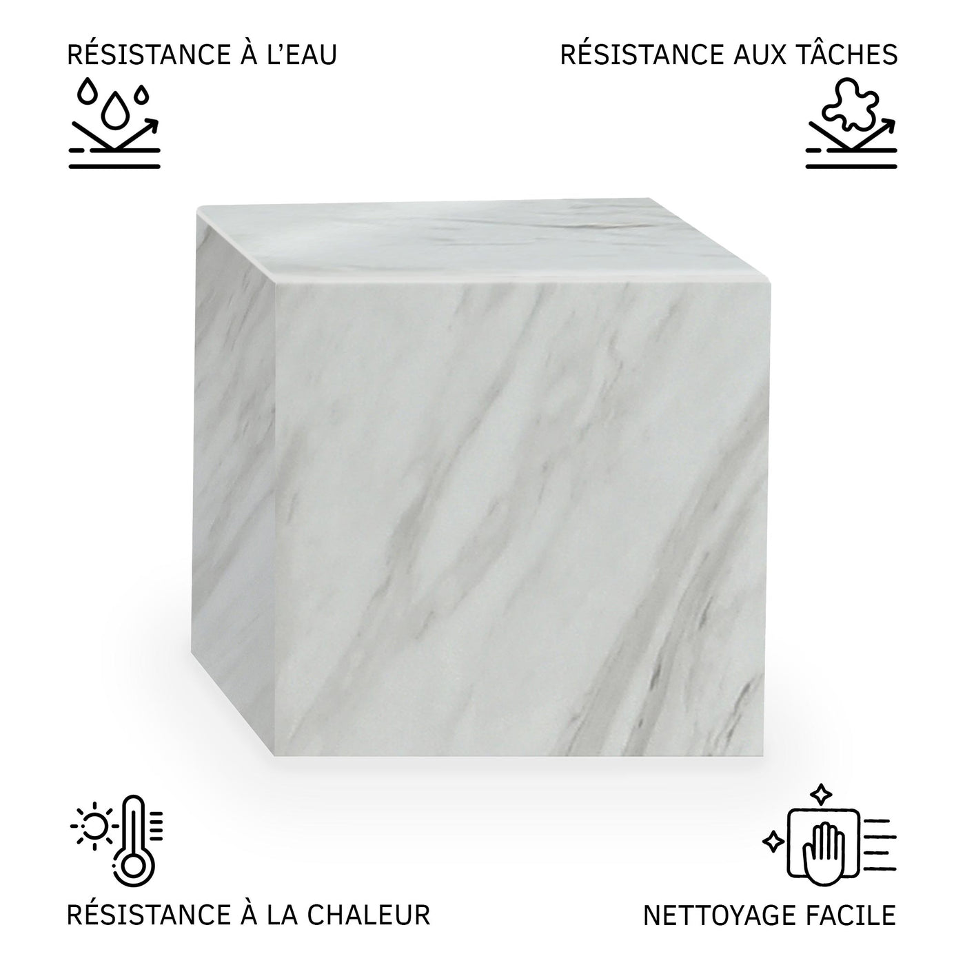 JASMIA Table basse carré marbre d'ingénierie blanc - Table basse - Mobilier Deco