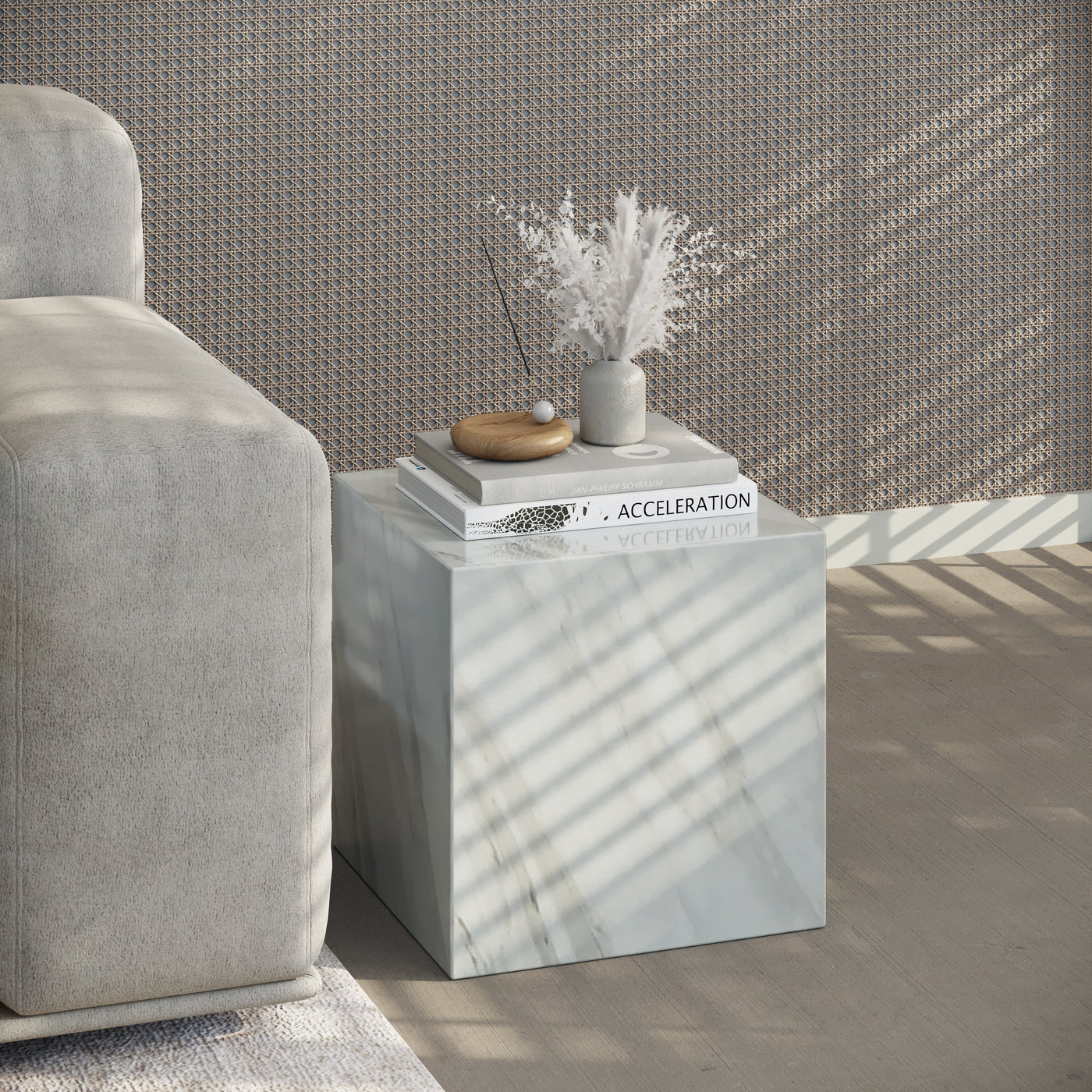 JASMIA Table basse carré marbre d'ingénierie blanc - Table basse - Mobilier Deco