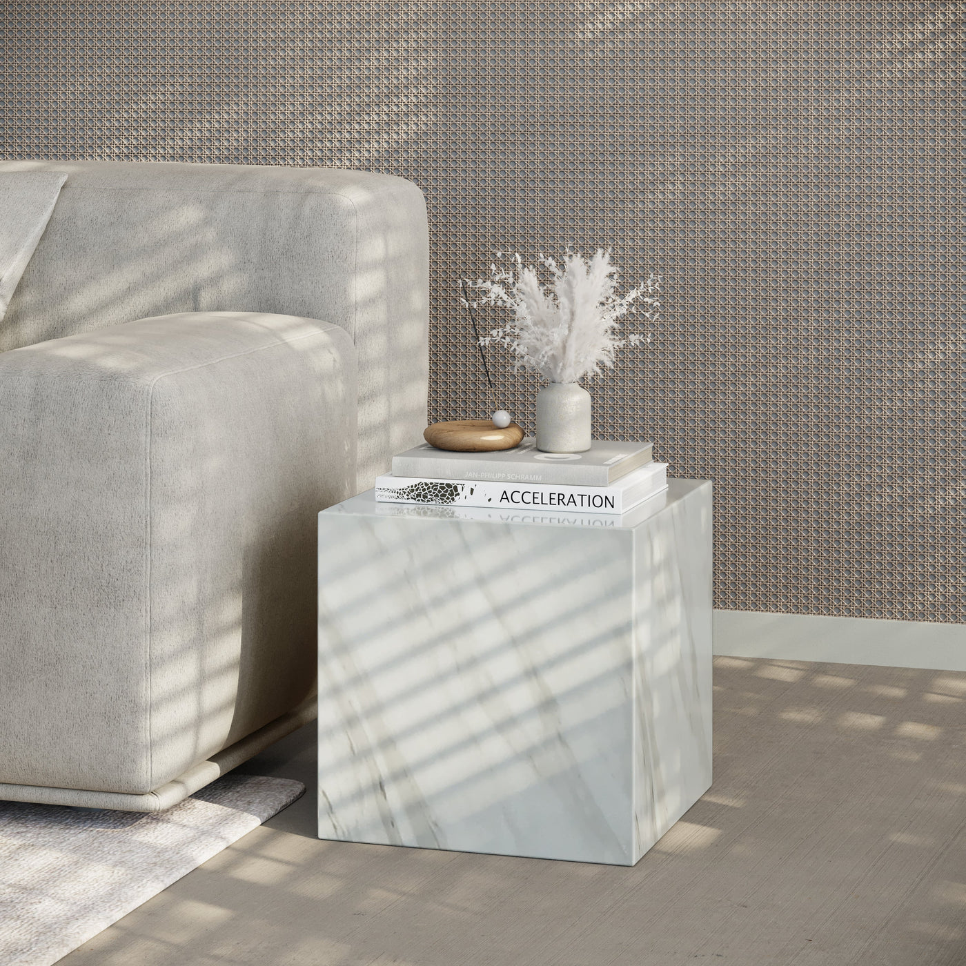 JASMIA Table basse carré marbre d'ingénierie blanc - Table basse - Mobilier Deco
