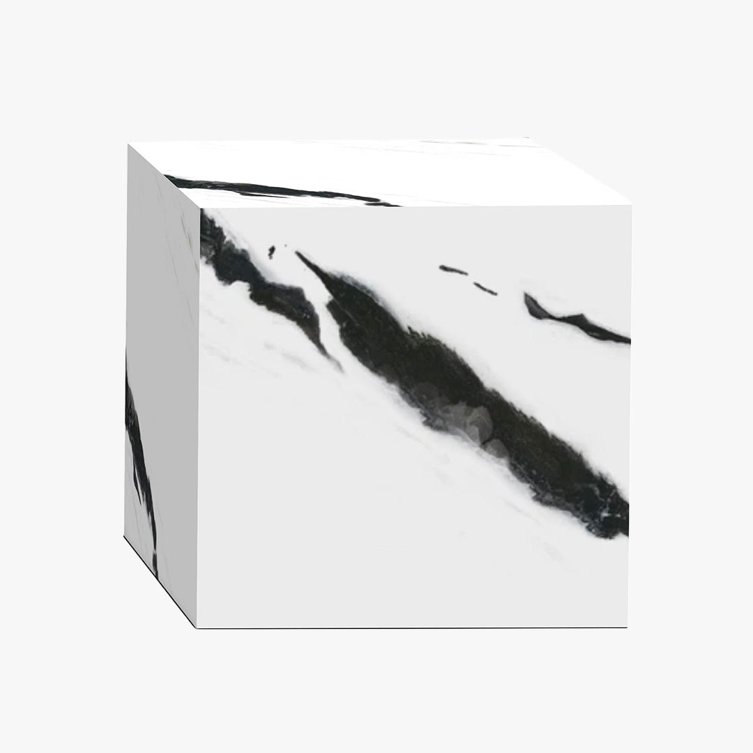 JASMIA Table basse carré marbre d'ingénierie blanc et noir - Table basse - Mobilier Deco