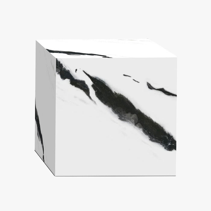 JASMIA Table basse carré marbre d'ingénierie blanc et noir