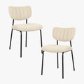 JAYDA Lot de 2 chaises en tissu beige piètement métal noir