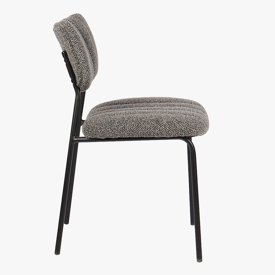 JAYDA Lot de 2 chaises en tissu gris foncé piètement métal noir - Chaise de repas - Mobilier Deco