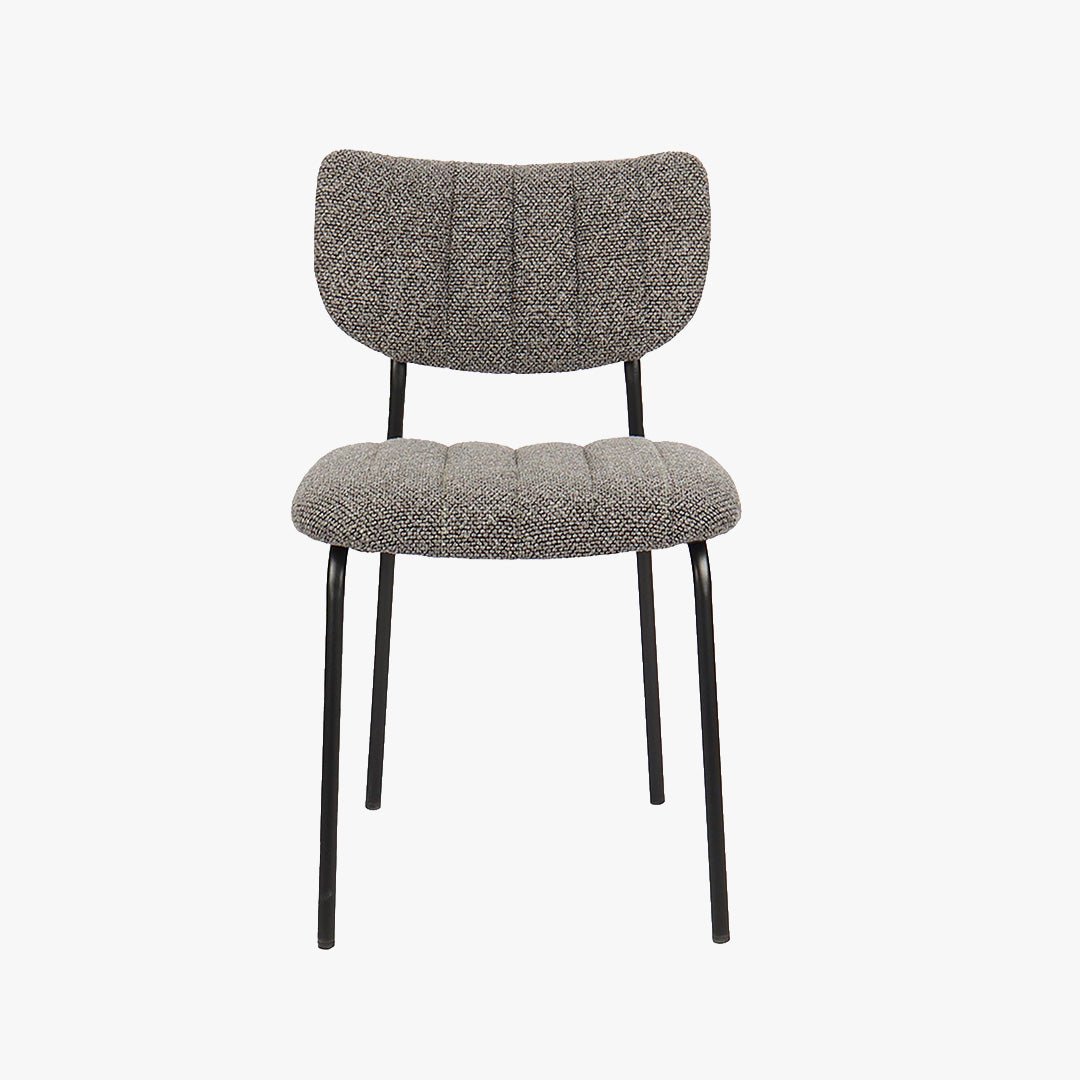 JAYDA Lot de 2 chaises en tissu gris foncé piètement métal noir - Chaise de repas - Mobilier Deco