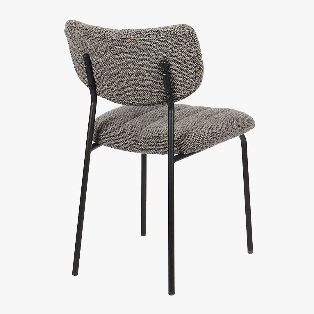 JAYDA Lot de 2 chaises en tissu gris foncé piètement métal noir - Chaise de repas - Mobilier Deco