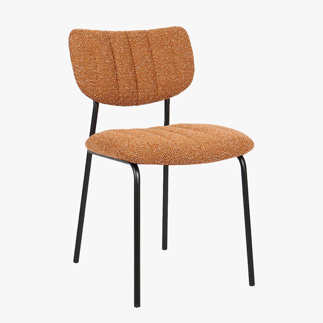 JAYDA Lot de 2 chaises en tissu orange piètement métal noir - Chaise de repas - Mobilier Deco