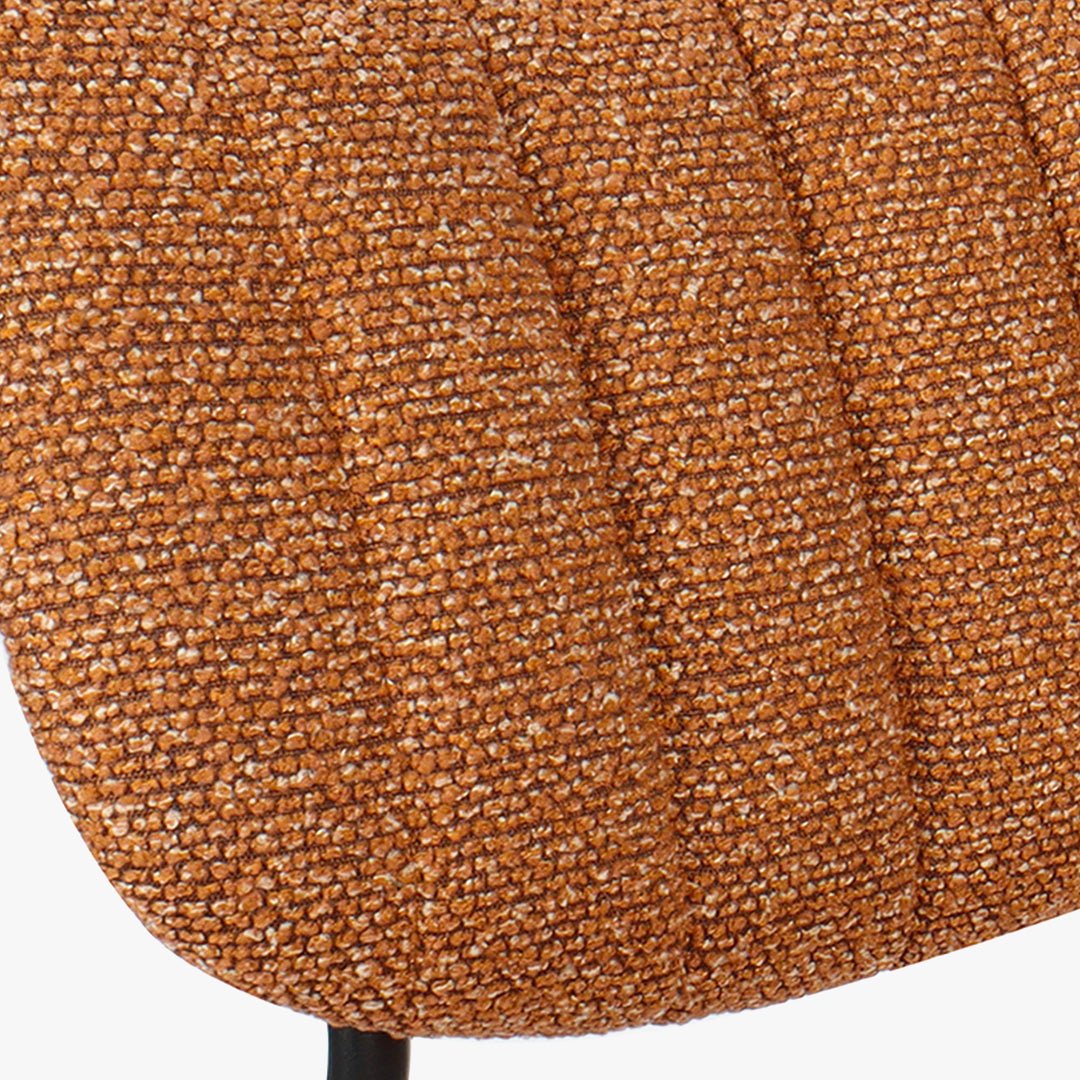 JAYDA Lot de 2 chaises en tissu orange piètement métal noir - Chaise de repas - Mobilier Deco