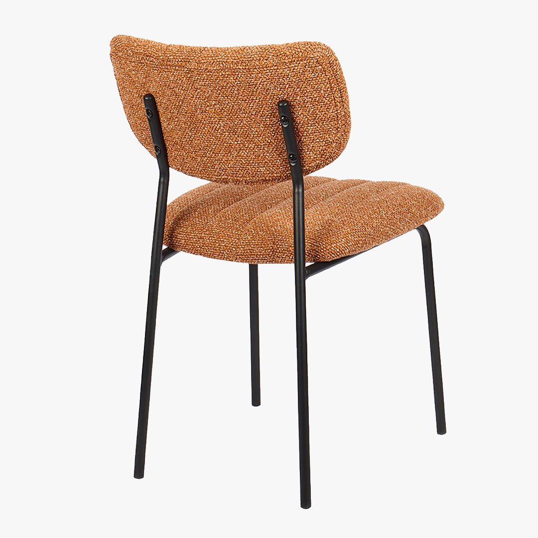 JAYDA Lot de 2 chaises en tissu orange piètement métal noir - Chaise de repas - Mobilier Deco