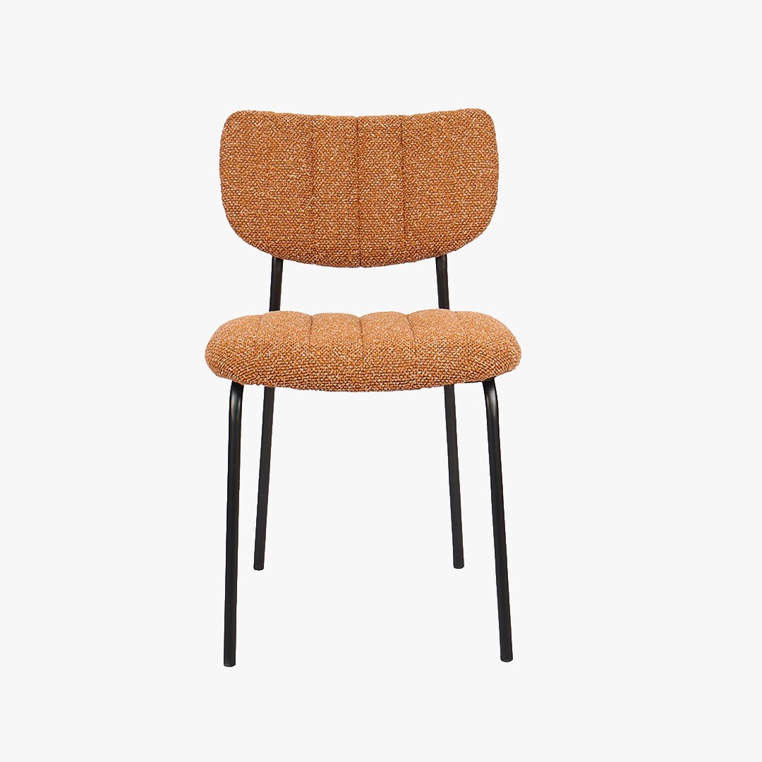JAYDA Lot de 2 chaises en tissu orange piètement métal noir - Chaise de repas - Mobilier Deco