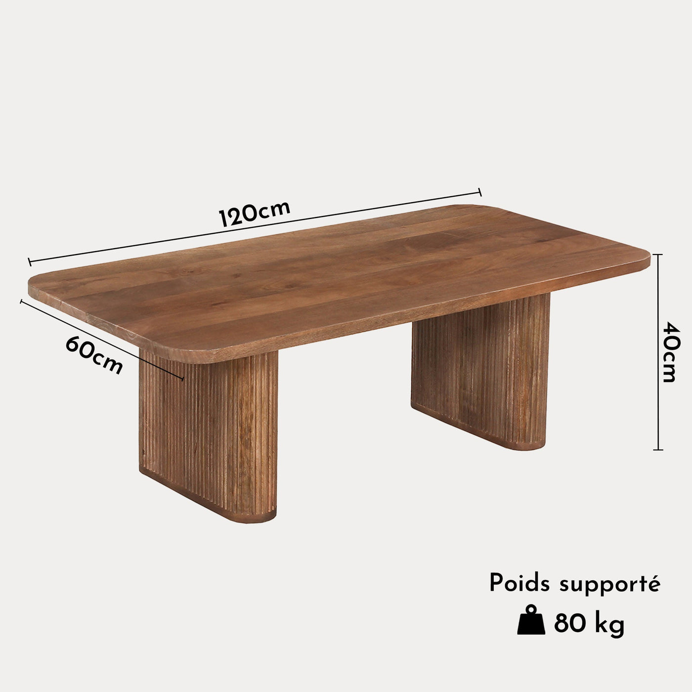 JEAN Table basse bois de manguier brun clair - Table basse - Mobilier Deco
