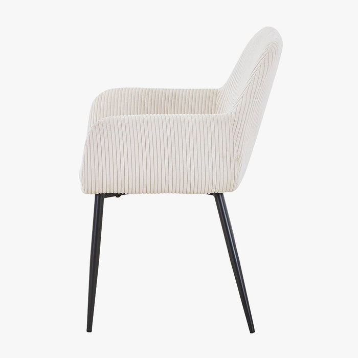 JESSIE Lot de 2 chaises en velours côtelé beige pieds en métal noir