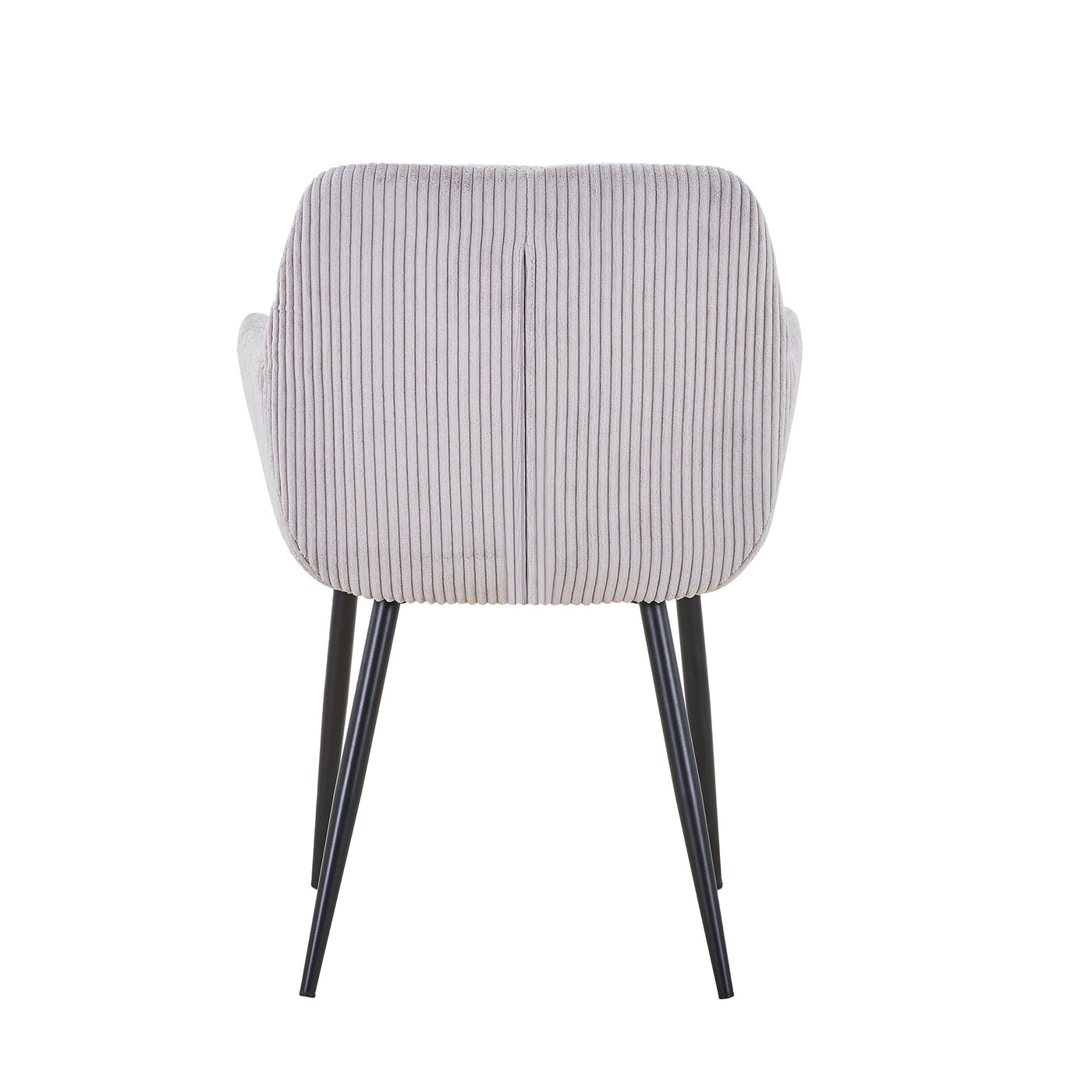 JESSIE Lot de 2 chaises en velours côtelé gris clair pieds en métal noir - Chaise de repas - Mobilier Deco