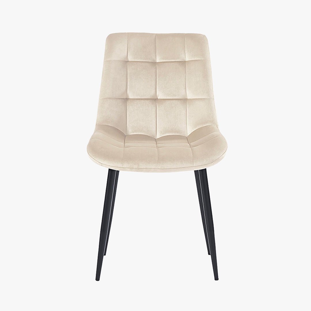 JEYA Lot de 2 chaises en velours beige pieds en métal noir - Chaise de repas - Mobilier Deco