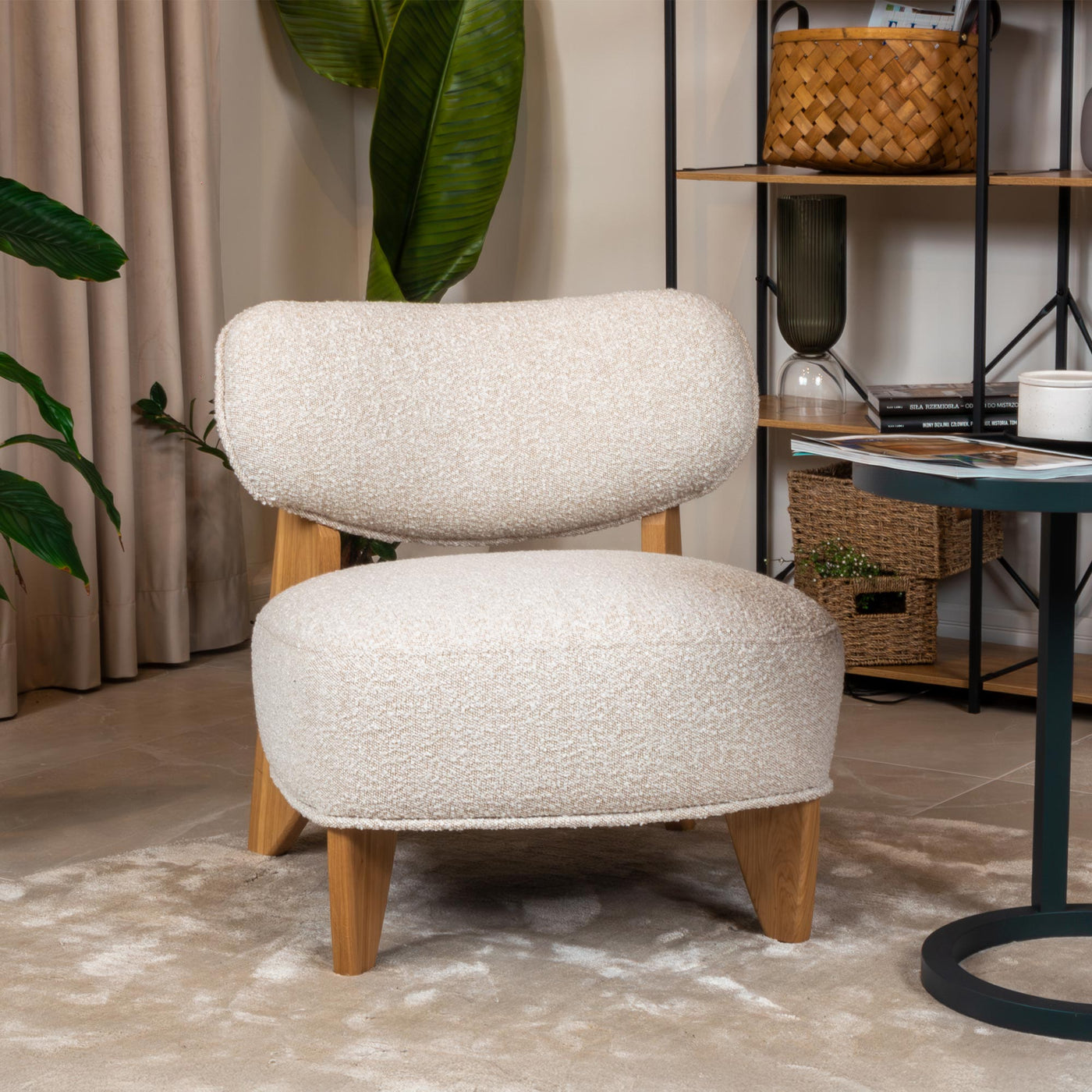 JEYZ Fauteuil design effet peau de mouton beige - Fauteuils - Mobilier Deco