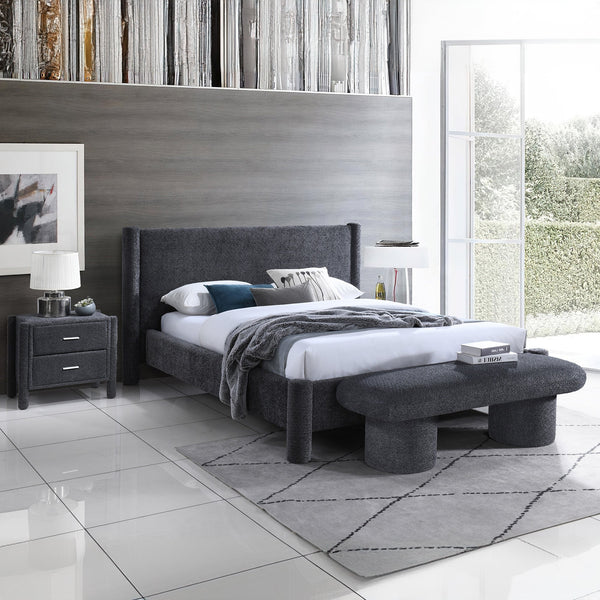 JONA Banquette design effet peau de mouton anthracite
