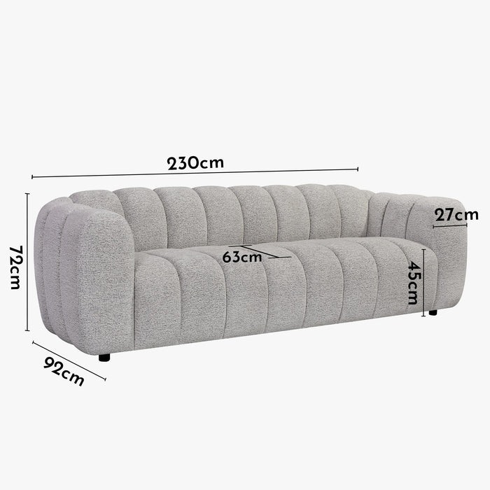 KALIS Canapé 3 places en tissu texturé gris