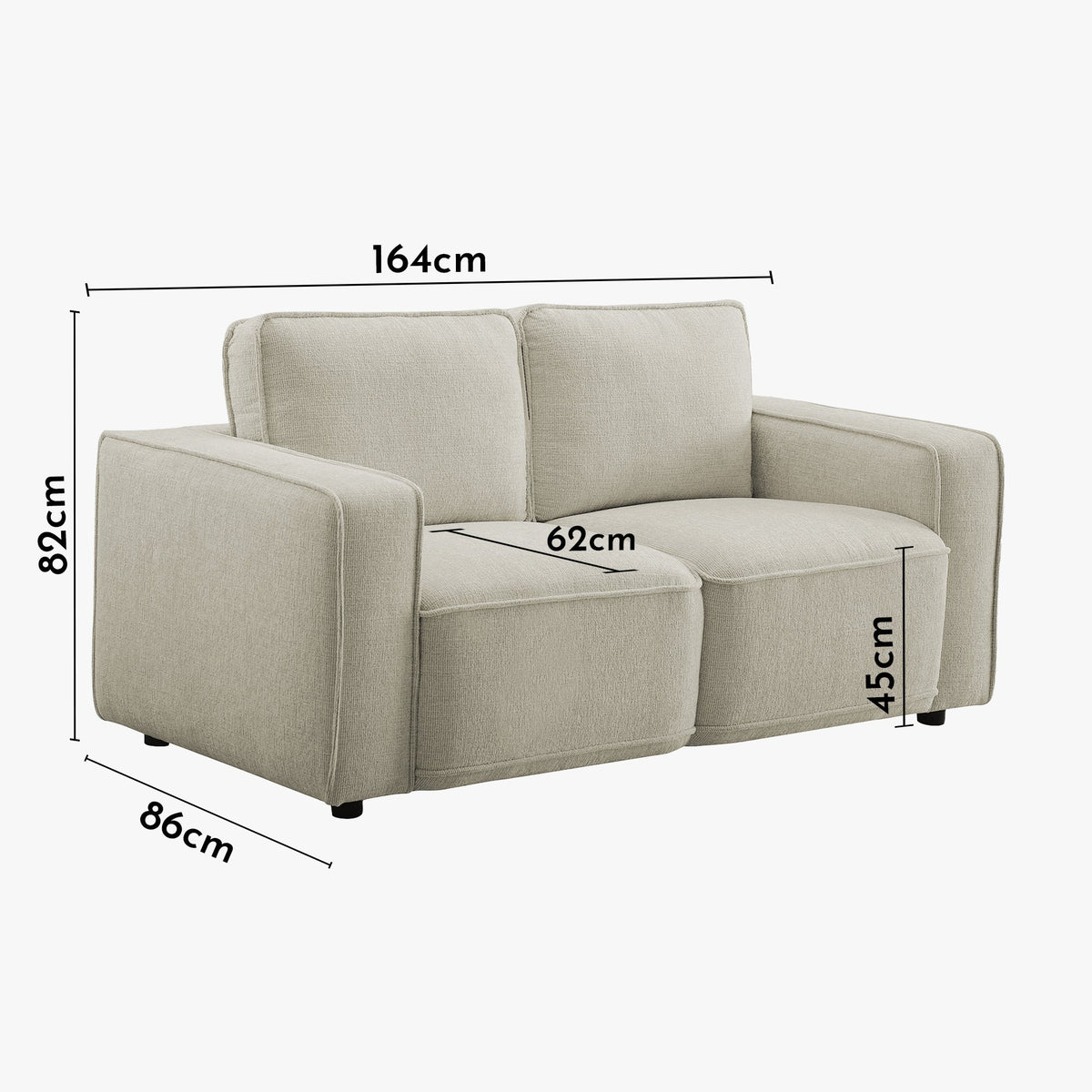 KALYA Canapé 2 places en tissu beige - Canapés fixes - Mobilier Deco