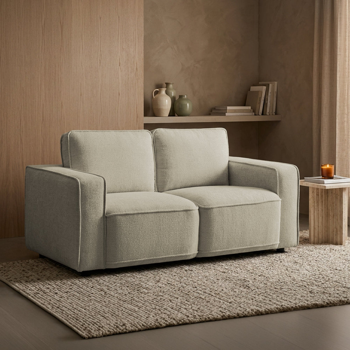 KALYA Canapé 2 places en tissu beige - Canapés fixes - Mobilier Deco