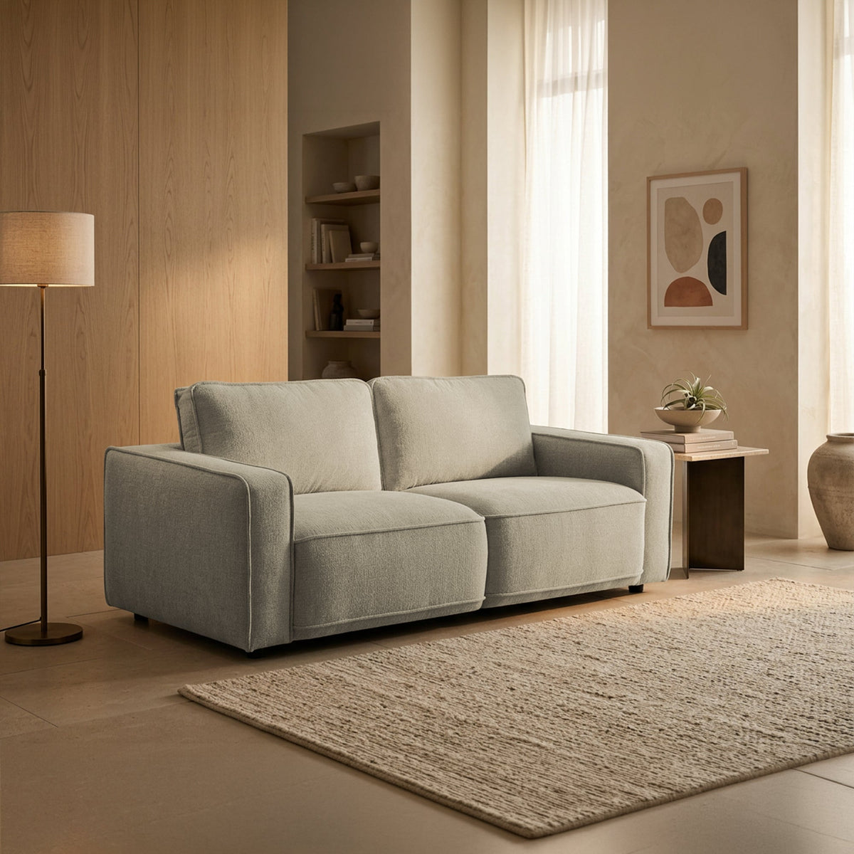KALYA Canapé 3 places en tissu beige - Canapés fixes - Mobilier Deco