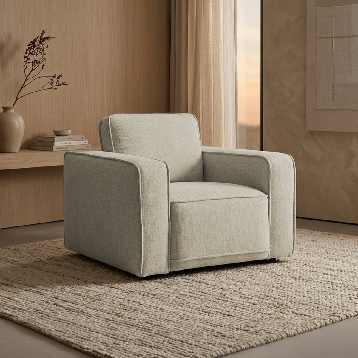 KALYA Fauteuil en tissu beige - Fauteuils - Mobilier Deco