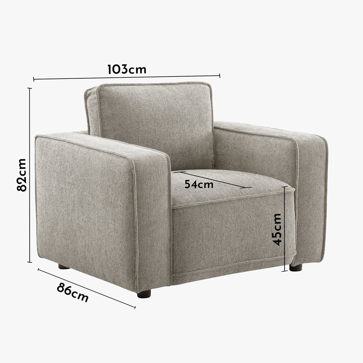 KALYA Fauteuil en tissu taupe - Fauteuils - Mobilier Deco