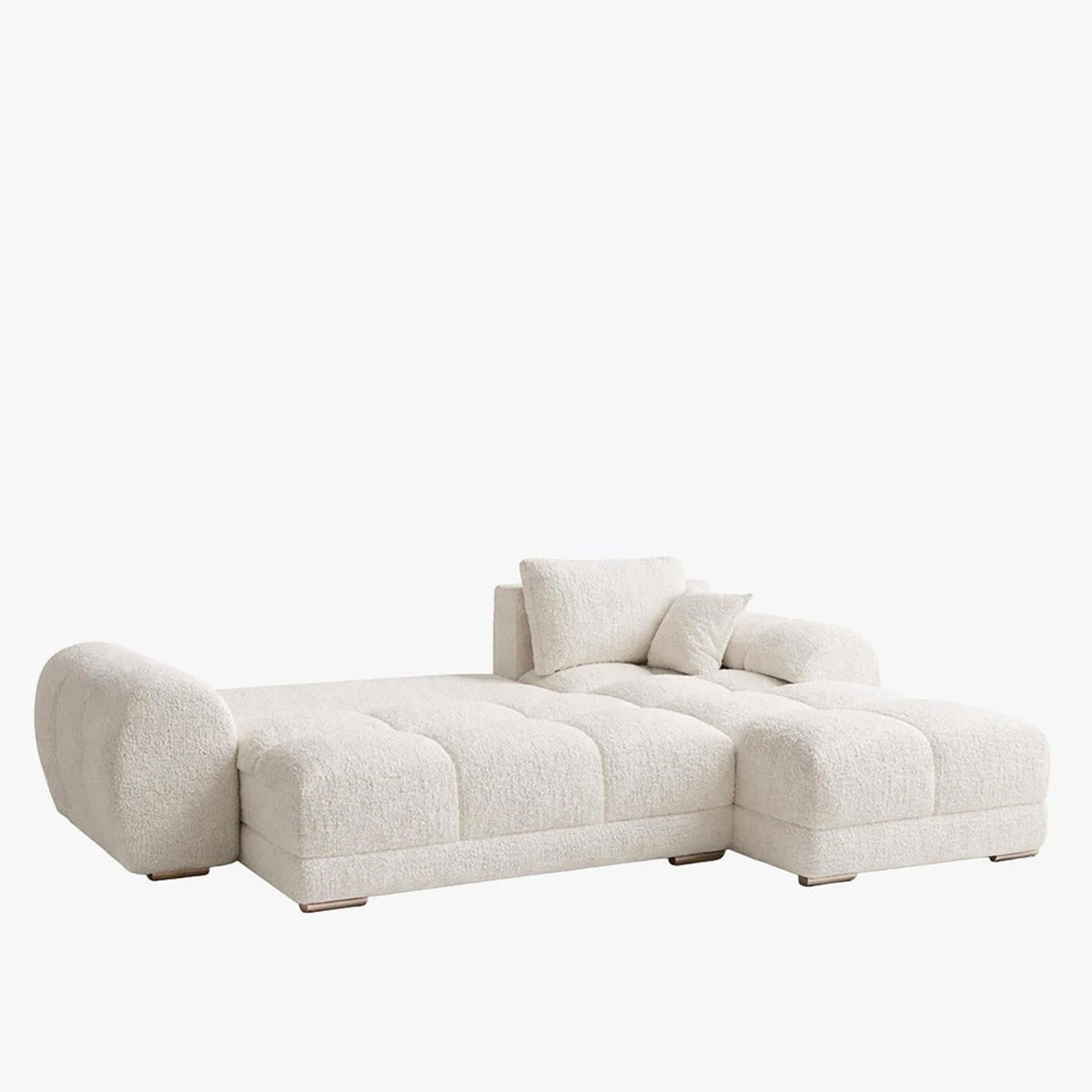 KAMILIA Canapé d'angle convertible avec coffre en tissu beige - Angle droit - Canapé d'angle convertible - Mobilier Deco