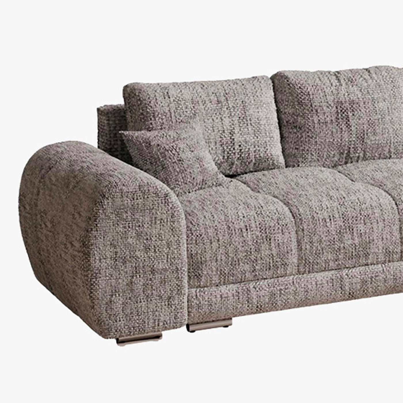 KAMILIA Canapé d'angle convertible avec coffre en tissu gris - Angle droit - Canapé d'angle convertible - Mobilier Deco