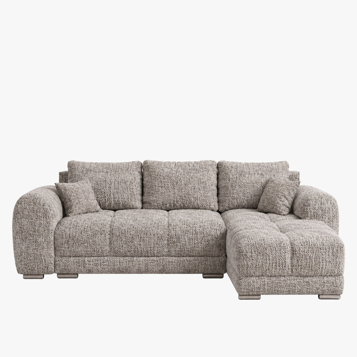 KAMILIA Canapé d'angle convertible avec coffre en tissu gris - Angle droit - Canapé d'angle convertible - Mobilier Deco