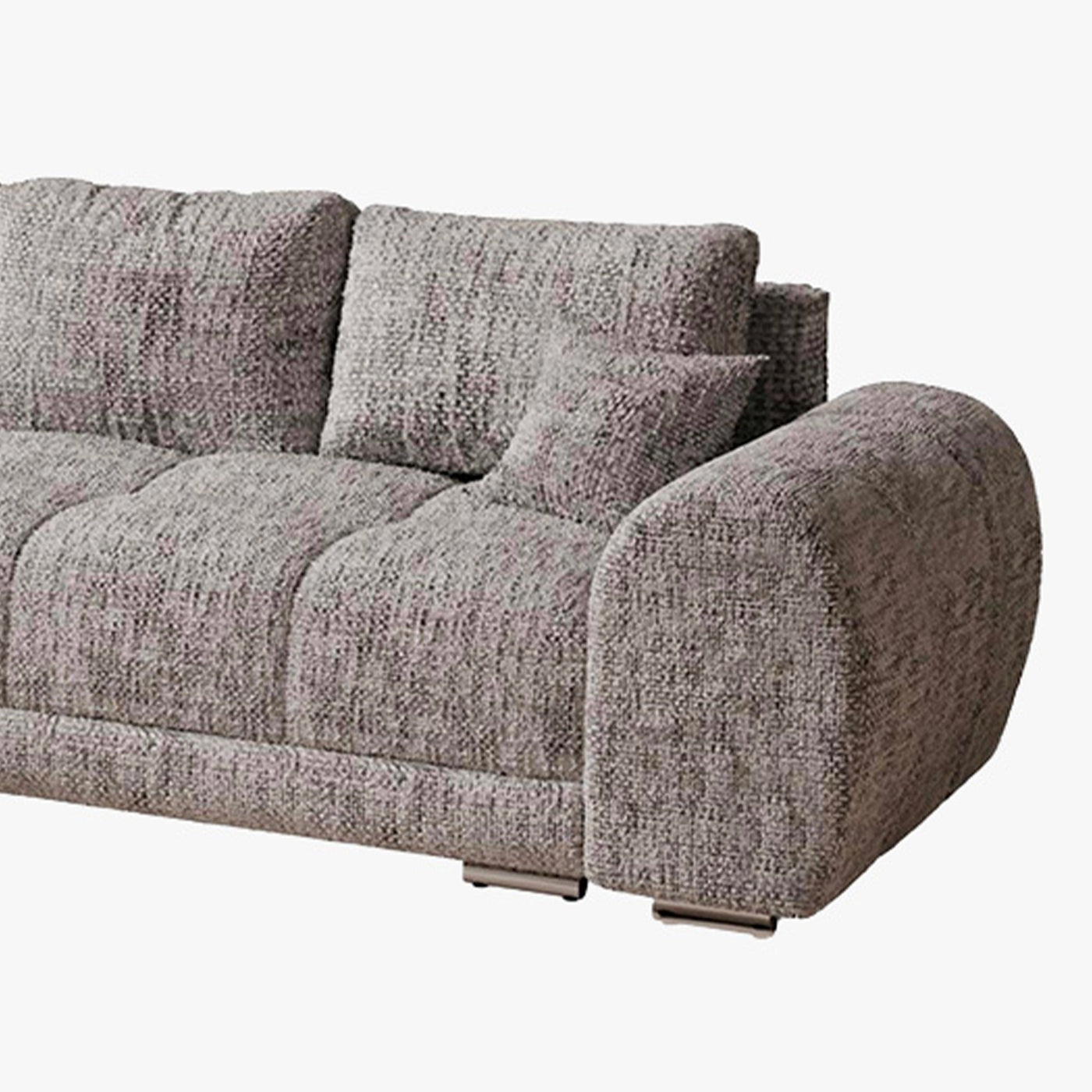 KAMILIA Canapé d'angle convertible avec coffre en tissu gris - Angle gauche - Canapé d'angle convertible - Mobilier Deco
