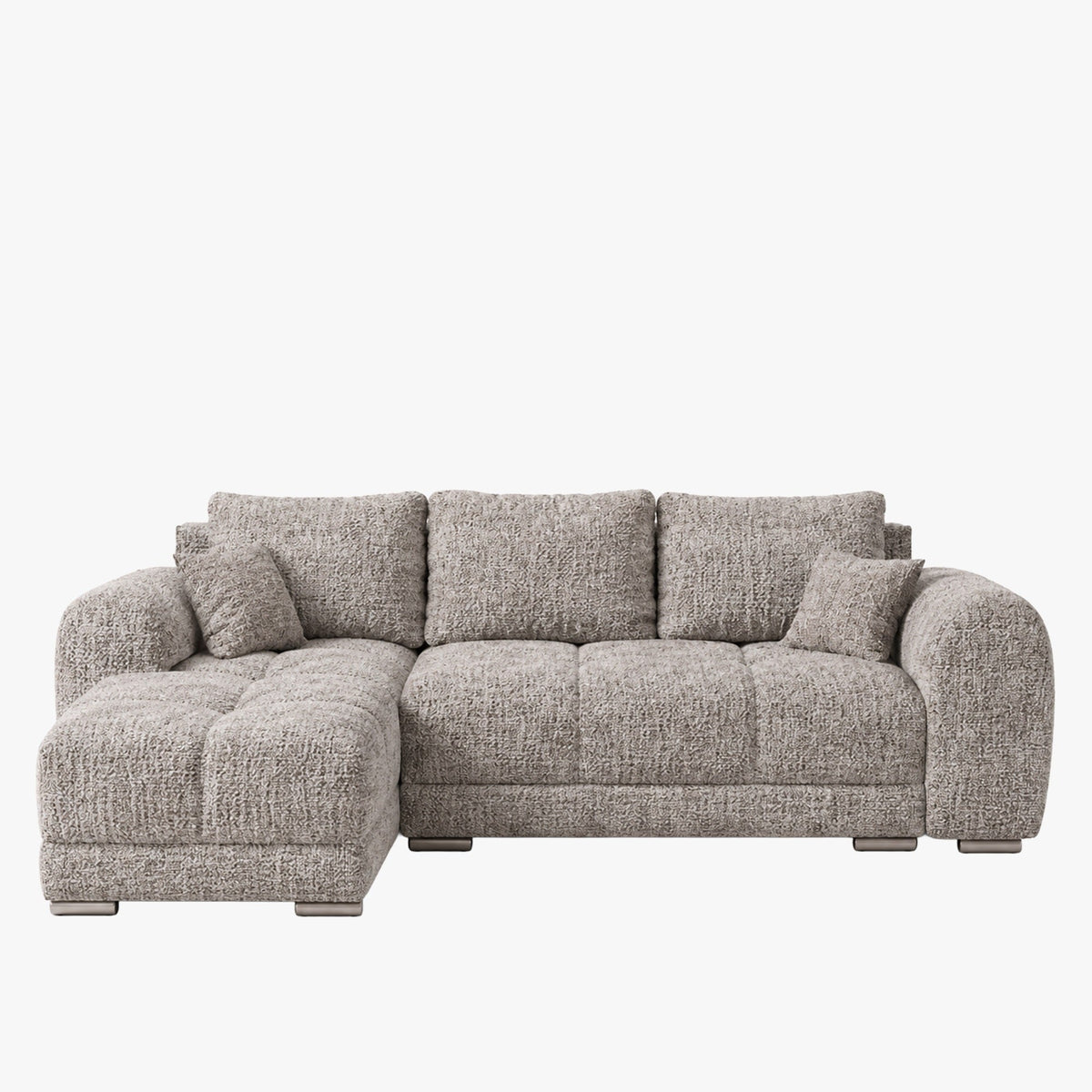 KAMILIA Canapé d'angle convertible avec coffre en tissu gris - Angle gauche - Canapé d'angle convertible - Mobilier Deco