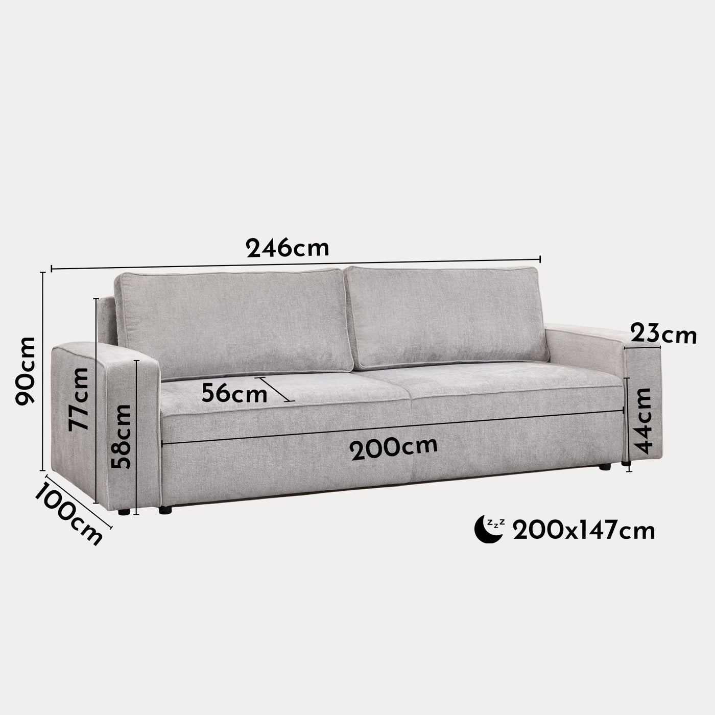 KARLOS Canapé 3 places convertible en tissu gris clair - Canapés convertibles - Mobilier Deco