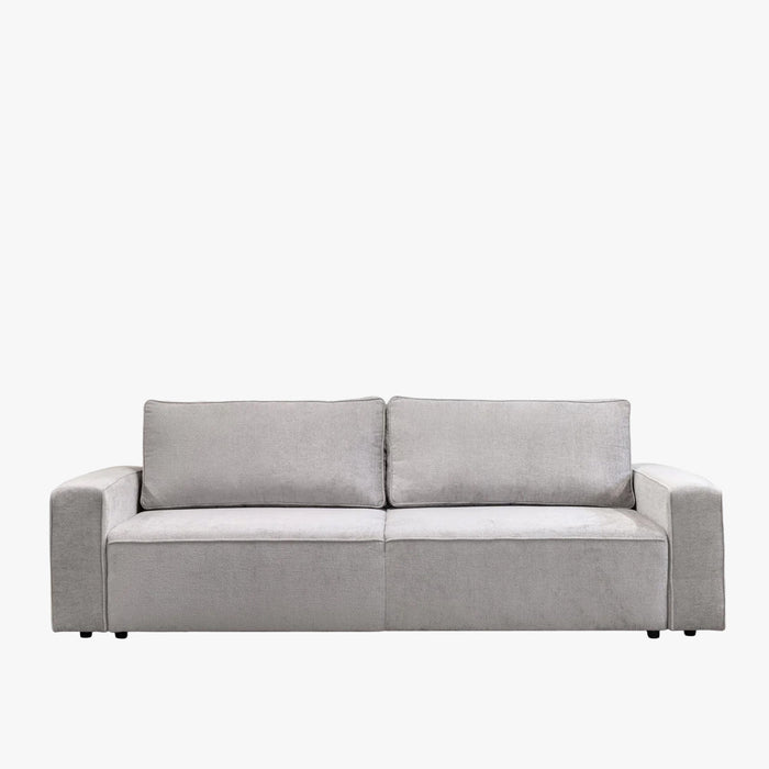 KARLOS Canapé 3 places convertible en tissu gris clair