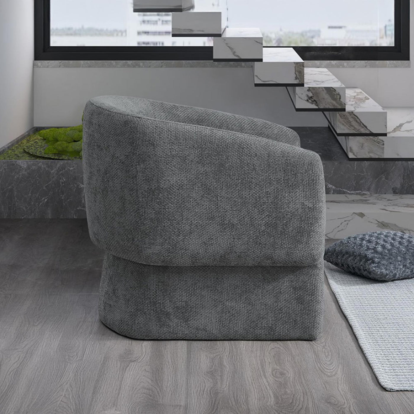 KAYLI Fauteuil cabriolet en tissu gris - Fauteuils - Mobilier Deco