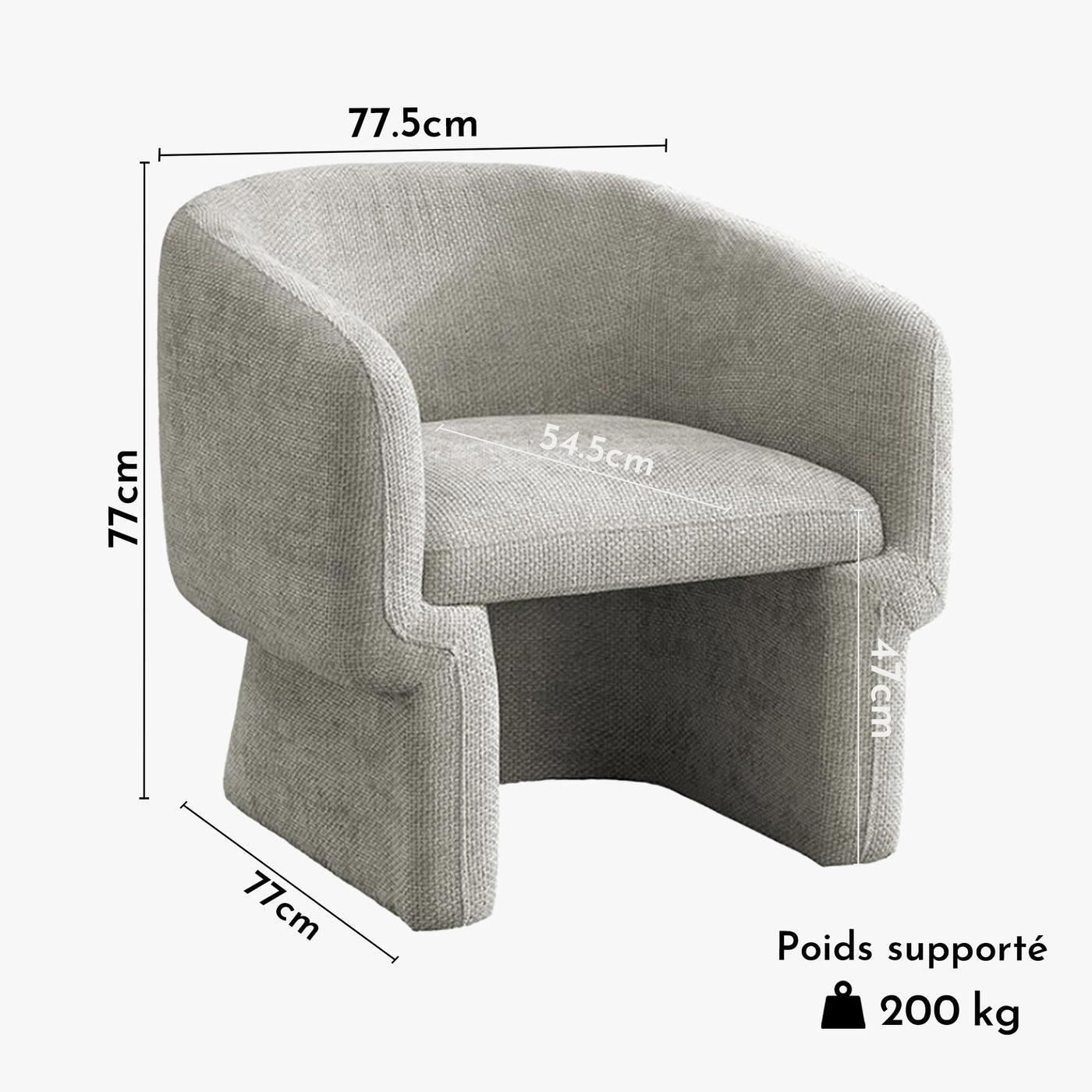KAYLI Fauteuil cabriolet en tissu taupe - Fauteuils - Mobilier Deco