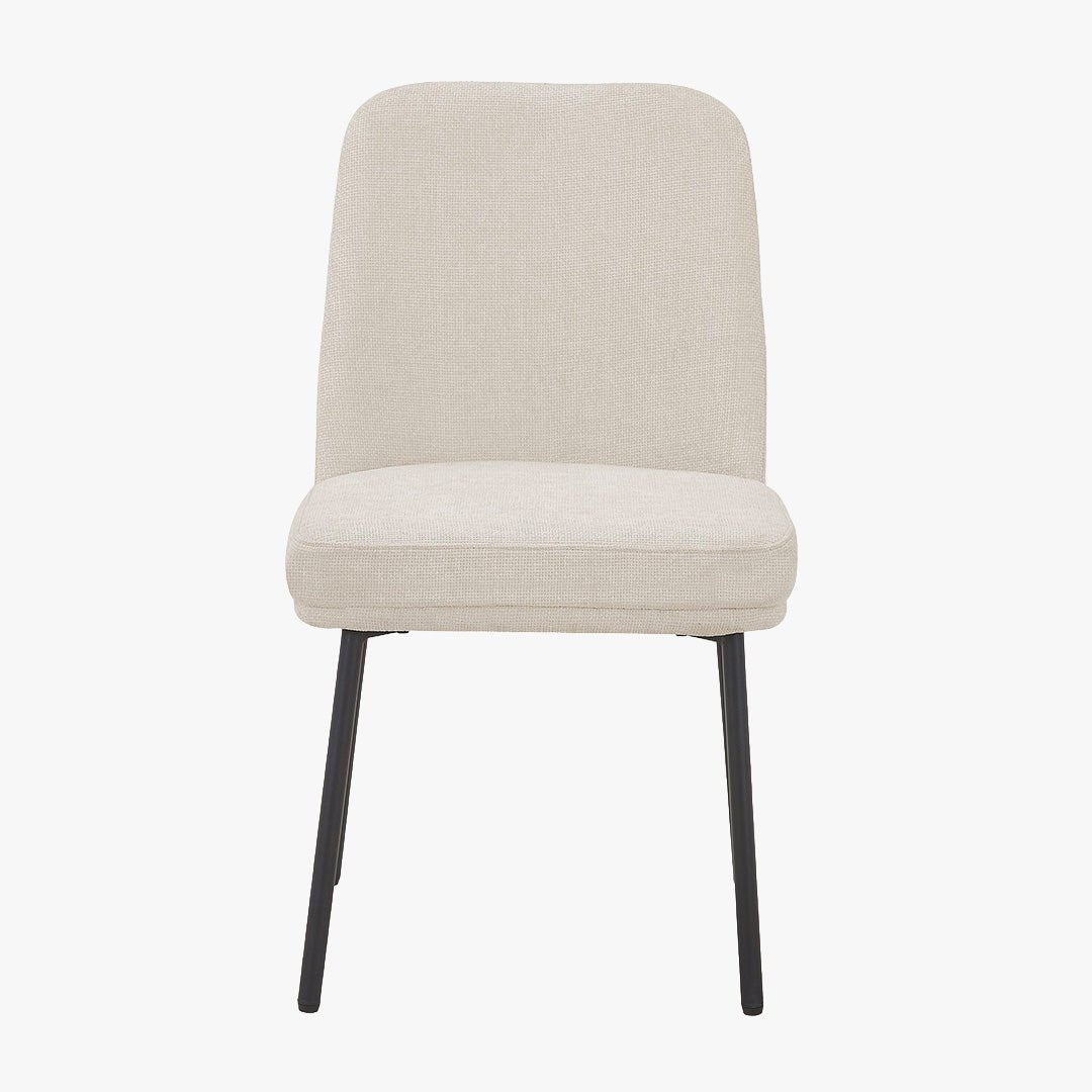 KAYNA Lot de 2 chaises en tissu beige pieds en métal noir - Chaise de repas - Mobilier Deco