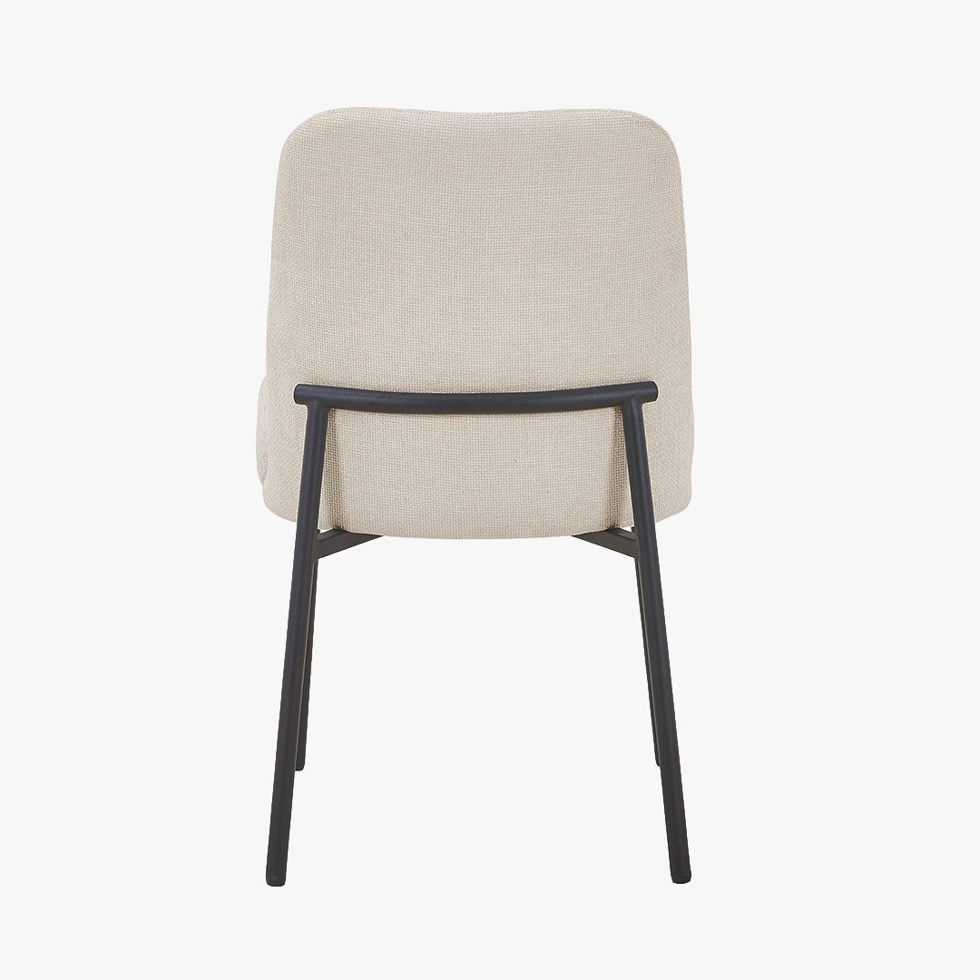 KAYNA Lot de 2 chaises en tissu beige pieds en métal noir - Chaise de repas - Mobilier Deco