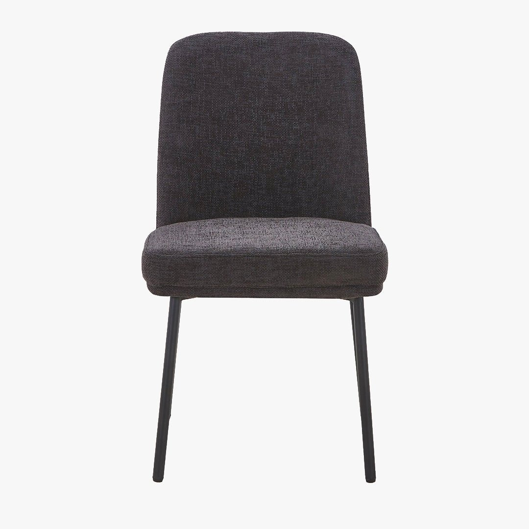 KAYNA Lot de 2 chaises en tissu gris foncé pieds en métal noir - Chaise de repas - Mobilier Deco