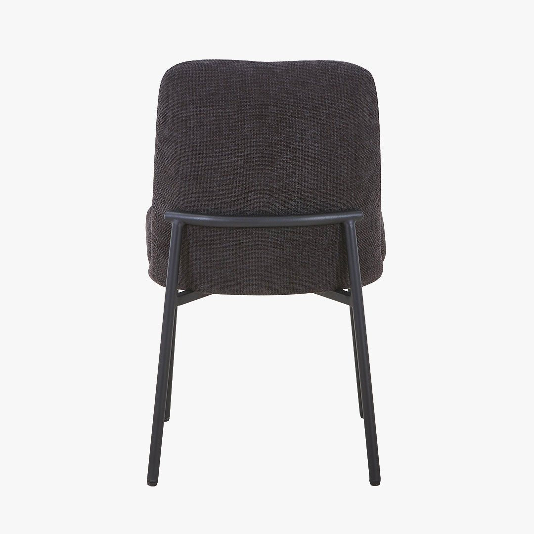 KAYNA Lot de 2 chaises en tissu gris foncé pieds en métal noir - Chaise de repas - Mobilier Deco