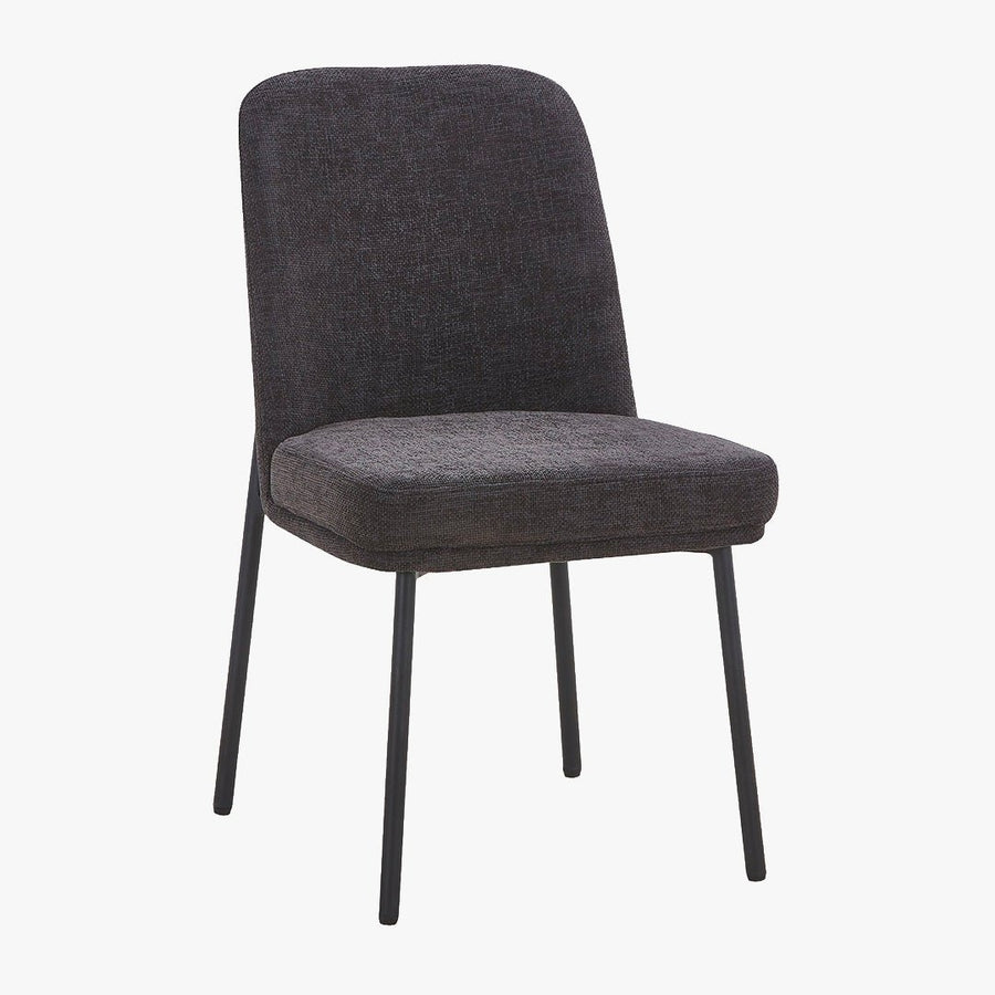 KAYNA Lot de 2 chaises en tissu gris foncé pieds en métal noir — aperçu vidéo