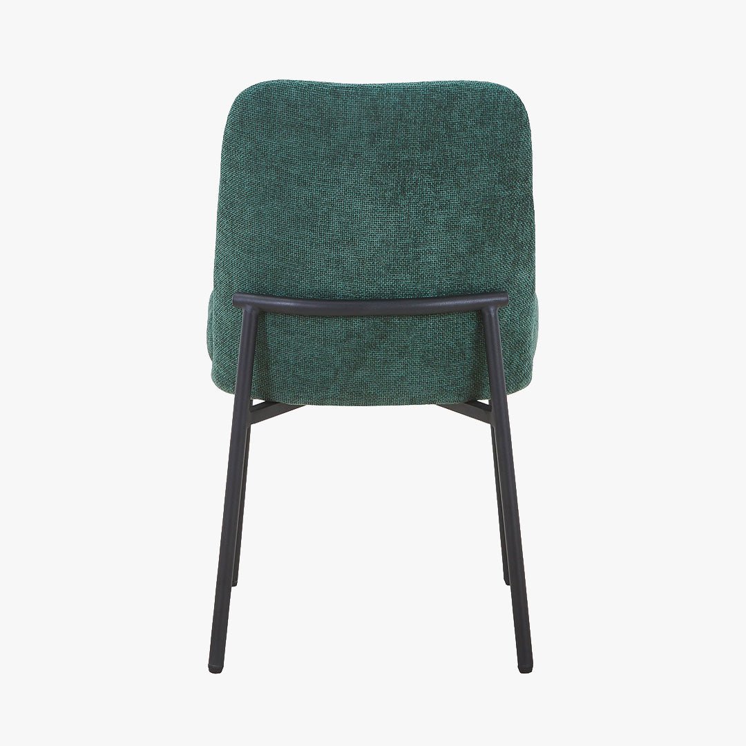KAYNA Lot de 2 chaises en tissu vert pieds en métal noir - Chaise de repas - Mobilier Deco