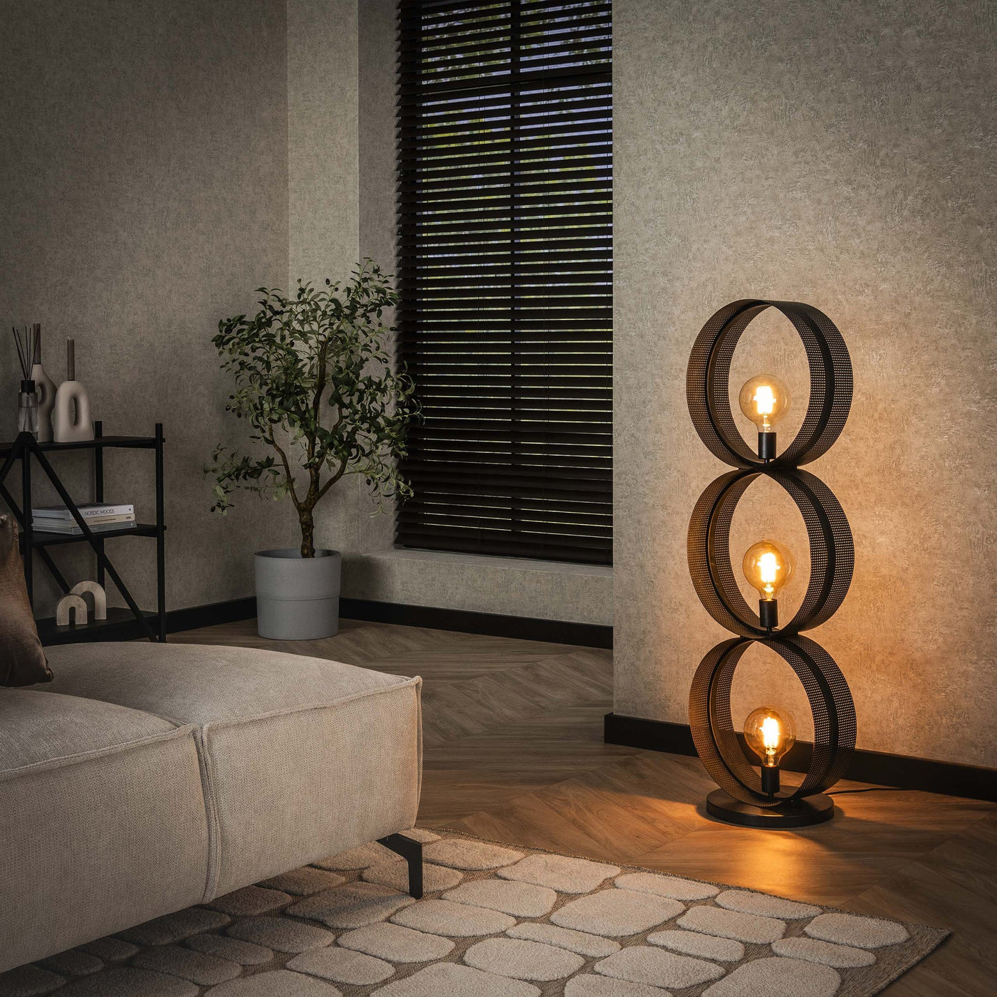 KENA Lampadaire 3 ampoules en métal gris foncé 40x120 cm - Luminaires - Mobilier Deco