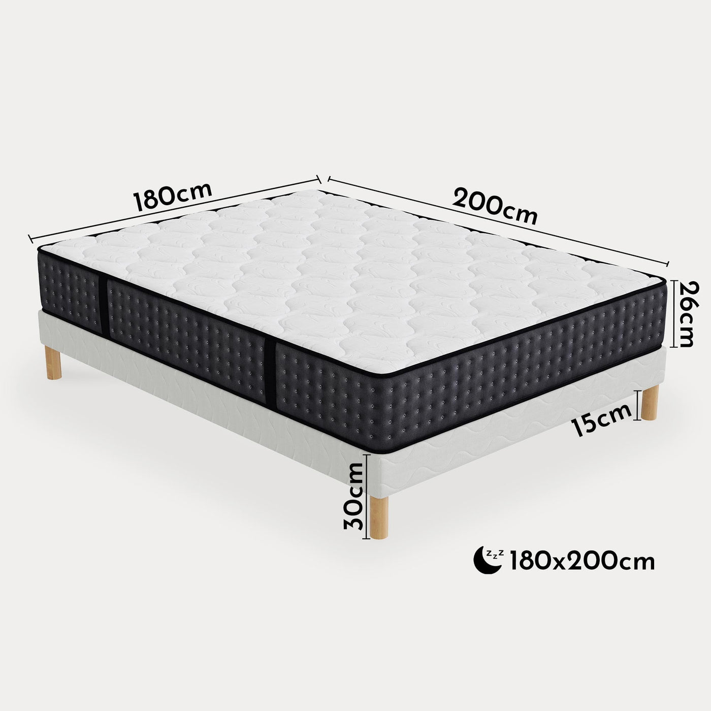 KENAN Ensemble sommier + matelas 26 cm 140x190 - Ensemble literie - Mobilier Deco